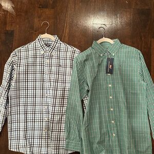 Vineyard Vines Green and Blue Plaid Kids Button Down Shirts